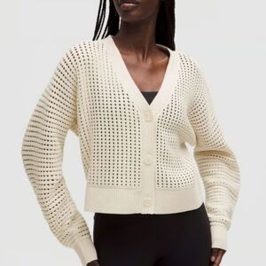 LuluLemon Crochet Ivory Cardigan Size M